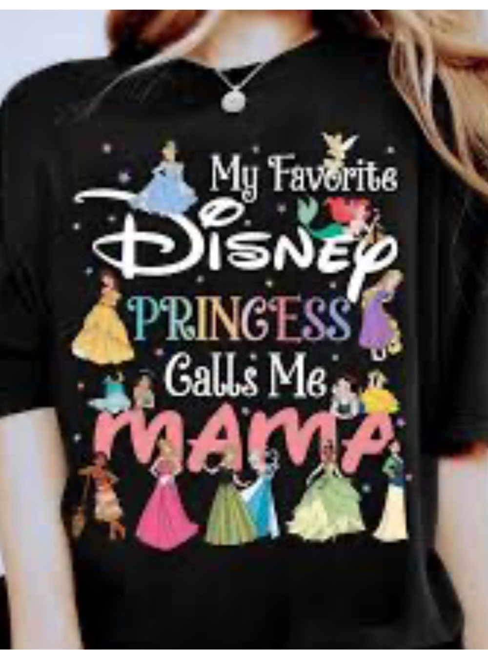 Disney Black mama Top with Colorful Princess Print 5
